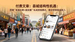 （17518期）付费文章：县城结构性机遇：搭建“本地社群+朋友圈”私域变现模式，稳定获取副业收入-智培资源网