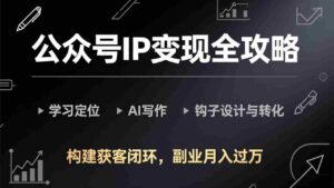 （17523期）公众号IP变现全攻略-更新，学习定位、AI写作、钩子设计与转化，构建获客闭环，副业月入过万-智培资源网