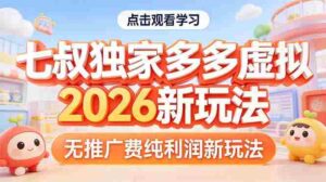 （17701期）拼多多虚拟2026新玩法无推广费纯利润-智培资源网