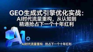 （17708期）GEO 生成式引擎优化实战：AI时代流量重构，从认知到精通抢占下一个十年红利-智培资源网