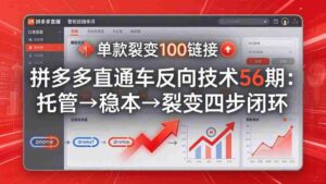 （17737期）拼多多直通车反向技术56期：托管→稳本→裂变四步闭环，单款裂变100链接抢占核心流量-智培资源网