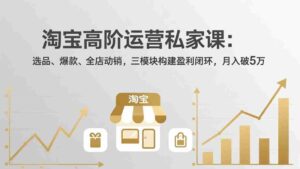 （17904期）淘宝高阶运营私家课（更新26年4月）：选品、爆款、全店动销，三模块构建盈利闭环，月入破5万-智培资源网