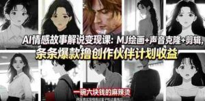 （17821期）AI情感故事解说变现课：MJ绘画+声音克隆+剪辑，条条爆款撸创作伙伴计划收益-智培资源网