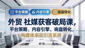 （17901期）外贸 社媒获客破局课，平台策略、内容引擎、询盘转化，构建体系化引流系统（更新26年3月）-智培资源网