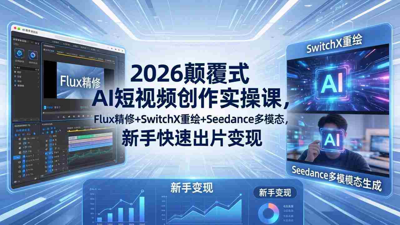（18449期）2026颠覆式 AI短视频创作课-5月更新，Flux精修+SwitchX重绘+Seedance多模态，新手快速出片变现-智培资源网