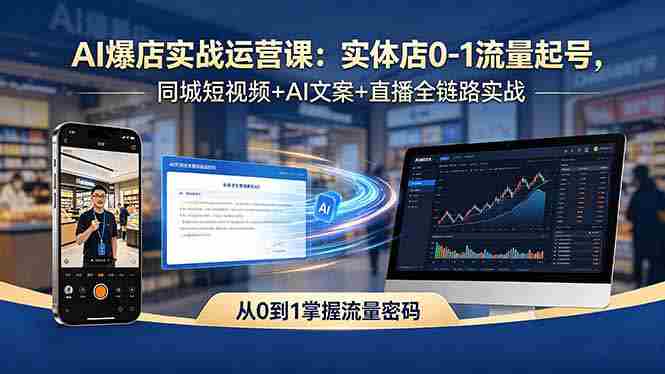 （18451期）AI爆店实战运营课：实体店0-1流量起号，同城短视频+AI文案+直播全链路实战-智培资源网
