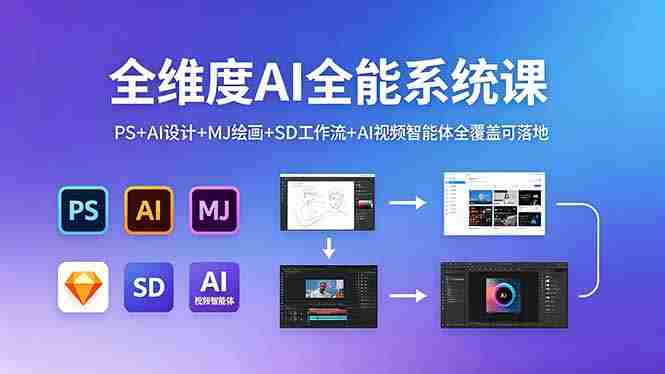 （18465期）全维度AI全能系统课，PS+AI设计+MJ绘画+SD工作流+AI视频智能体全覆盖可落地-智培资源网