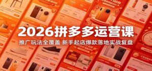 2026拼多多运营课：推广玩法全覆盖，新手起店爆款落地实战复盘-智培资源网