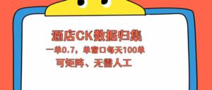 （18350期）上班也能玩的酒店CK数据归集，一单0.7单窗口每天可做100单，一个人就能矩阵操作-智培资源网