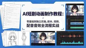 （18351期）AI短剧动画制作教程：零基础到独立实操，剧本、视频、配音音效全流程实战-智培资源网