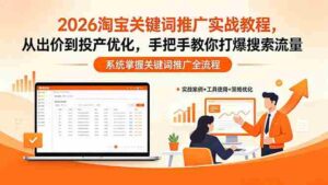 （18423期）2026淘宝关键词推广实战教程，，从出价到投产优化，手把手教你打爆搜索流量-智培资源网