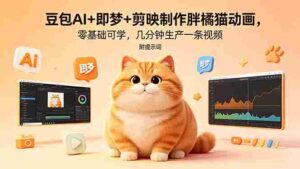 （18431期）豆包AI+即梦+剪映制作胖橘猫动画，零基础可学，几分钟生产一条视频，附提示词-智培资源网