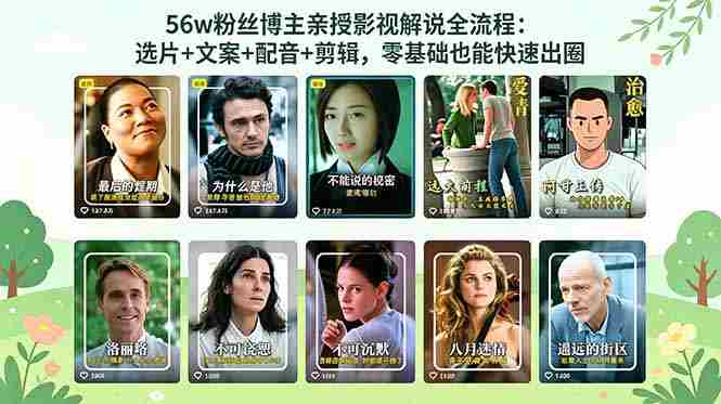 （18579期）56万粉丝博主亲授影视解说全流程：选片+文案+配音+剪辑，零基础也能快速出圈-智培资源网