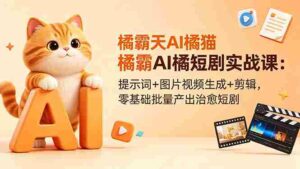 （18542期）橘霸天AI橘猫短剧实战课：提示词+图片视频生成+剪辑，零基础批量产出治愈短剧-智培资源网