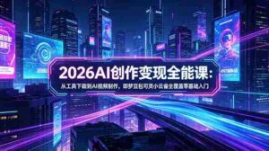 （18553期）2026AI创作变现全能课-更新5月：从工具下载到AI视频制作，即梦豆包可灵小云雀全覆盖零基础入门-智培资源网