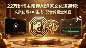 （18580期）22万粉博主亲授AI道家文化短视频：文案仿写+AI生成+配音剪辑全流程-智培资源网