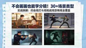 （18591期）不会画画也能学分镜！30+场景类型实战拆解：约会戏打斗戏枪战戏恐怖戏全覆盖-智培资源网