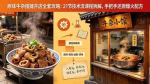 （18601期）原味牛杂摆摊开店全套攻略：21节技术流课程拆解，手把手还原爆火配方-智培资源网