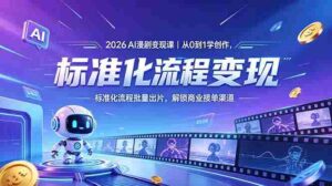 （18643期）2026AI漫剧变现课｜从0到1学创作，标准化流程批量出片，解锁商业接单渠道-智培资源网