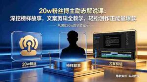 （18648期）20w粉丝博主励志解说课：深挖榜样故事，文案剪辑全教学，轻松创作正能量爆款-智培资源网