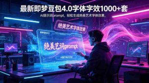（18650期）最新即梦豆包4.0字体字效1000+套，AI提示词prompt，轻松生成绝美艺术字体效果-智培资源网