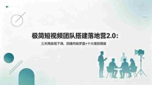 （18672期）极简短视频团队搭建落地营2.0：三天两夜线下课，四维内容罗盘+十大爆款模版-智培资源网