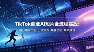 （18678期）TikTok商业AI短片全流程实战：客户需求策划+分镜脚本+角色生成+场景融合-智培资源网