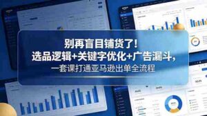 （18705期）别再盲目铺货了！选品逻辑+关键字优化+广告漏斗，一套课打通亚马逊出单全流程-智培资源网