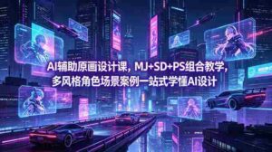 （18731期）AI辅助原画设计课，MJ+SD+PS组合教学，多风格角色场景案例一站式学懂AI设计-智培资源网