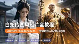 （18737期）白蛇传-国风短片全教程！ChatGPT+Seedance2.0，一套课跑通古风AI影视创作-智培资源网