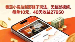 （18751期）番茄小说拉新野路子玩法，无脑怼视频，每单10元，40天收益27950-智培资源网