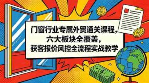 （18777期）门窗行业专属外贸通关课程，六大板块全覆盖，获客报价风控全流程实战教学-智培资源网