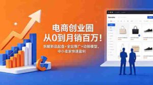 （18831期）电商创业圈从0到月销百万！拆解新品起盘+全站推广+动销模型，中小卖家快速盈利-智培资源网