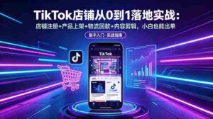 （18862期）TikTok店铺从0到1落地实战：店铺注册+产品上架+物流回款+内容剪辑，小白也能出单-智培资源网