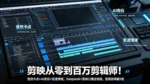 （18867期）剪映从零到百万剪辑师！音效卡点+AI旁白+变速情绪，Deepseek+剪映口播全链路，剪辑效率翻3倍-智培资源网