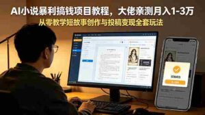 （18898期）AI小说暴利搞钱项目教程，大佬亲测月入1-3万，从零教学短故事创作与投稿变现全套玩法-智培资源网