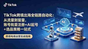 （18907期）TikTok跨境出海全链路自动化：从流量到留量，账号批量注册+AI起号+选品策略一站式-智培资源网