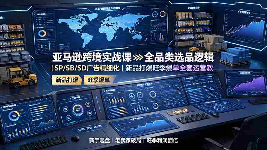 （19352期）亚马逊跨境实战课：全品类选品逻辑｜SP/SB/SD广告精细化｜新品打爆旺季爆单全套运营教程-智培资源网