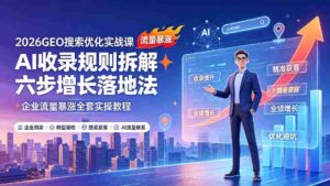 （19333期）2026GEO搜索优化实战课：AI收录规则拆解｜六步增长落地法｜企业流量暴涨全套实操教程-智培资源网