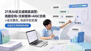 （19334期）21天AI论文成稿实战营：选题定向×文献提纲×AIGC合规×全文整合，完成可交导师的阶段稿-智培资源网