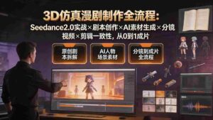 （19341期）3D仿真漫剧制作全流程：Seedance2.0实战×剧本创作×AI素材生成×分镜视频×剪辑一致性，从0到1成片-智培资源网