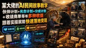 （19360期）某大佬的AI民间故事教学，伙伴计划+光合计划+分成计划+收徒商单等多种收益，跟着实操就能快速落地变现-智培资源网