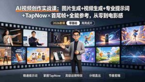 （19383期）AI视频创作实战课：图片生成+视频生成+专业提示词+TapNow×首尾帧+全能参考，从零到电影感成片-智培资源网