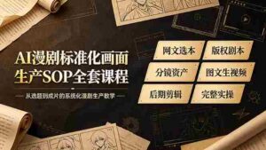 （19401期）AI漫剧标准化画面生产SOP全套课程-更新，网文选本版权剧本分镜资产全覆盖，图文生视频后期剪辑完整实操教学-智培资源网