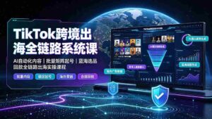 （19425期）TikTok跨境出海全链路系统课-2026年7月：AI自动化内容｜批量矩阵起号｜蓝海选品回款全链路出海实操课程-智培资源网