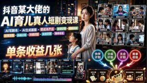 （19437期）AI育儿真人短剧变现课：AI写剧本×AI生成画面×零成本产出×伙伴计划×分成计划×光合计划×商单收徒-智培资源网
