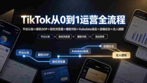 （19480期）TikTok从0到1运营全流程：平台认知×刷机SOP×指纹浏览器×爆款对标×Kalodata选品×店铺后台×达人建联-智培资源网