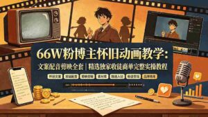 （19499期）66W粉博主怀旧动画教学：文案配音剪映全套｜精选独家收徒商单完整实操教程-智培资源网