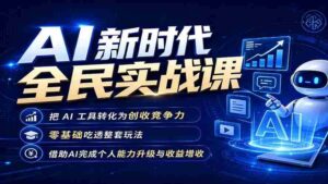 （19519期）AI新时代全民实战课，把 AI 工具转化为创收竞争力，零基础吃透整套玩法，借助AI完成个人能力升级与收益增收。-智培资源网