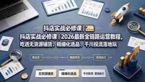 （19549期）抖店实战必修课｜2026最新全链路运营教程，吃透无货源铺货、精细化选品、千川投流落地玩法-智培资源网